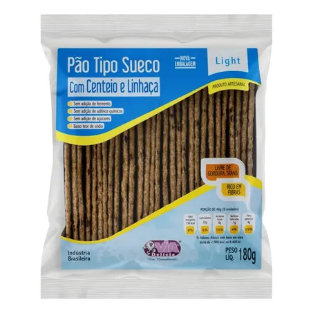 Pão Sueco Artesanal Centeio e Linhaça Light Via Delícia 180g