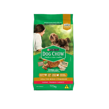 RACAO ADULTO/MINI/PEQ CARNE E FRANGO DOG CHOW 900G