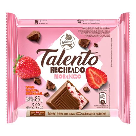 CHOCOLATE AO LEITE COM RECHEIO DE MORANGO GAROTO TALENTO
