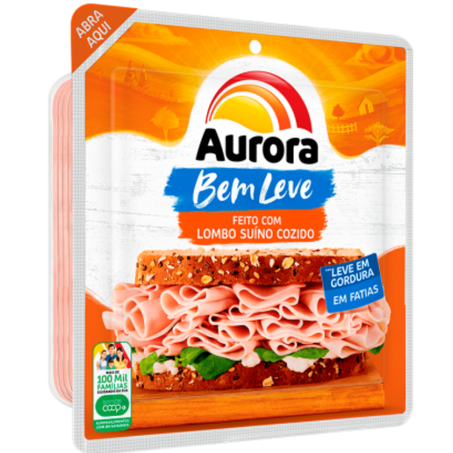 Lombo fatiado cozido defumado bem leve aurora 180g - resfriado