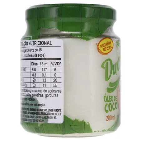 ÓLEO DE COCO DUCOCO EXTRA VIRGEM VIDRO 200ML 360-29