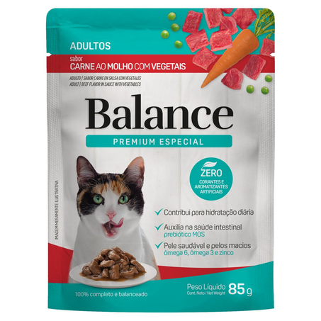 Ração para Gatos Balance 85g - Adultos - Carne ao molho com Vegetais