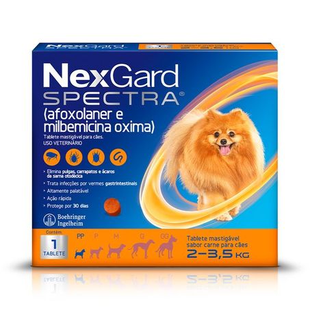 NexGard Spectra Antipulgas e Vermífugo Cães 2kg a 3,5kg 1 tablete