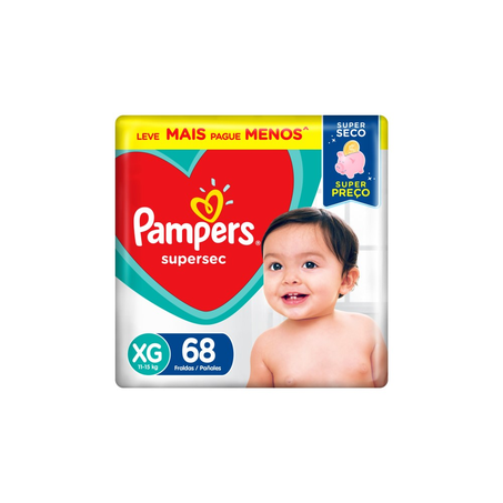 Fralda Pampers Super Sec Jumbo Xg com 68 Unidades