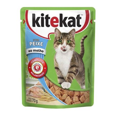 Ração kitekat para gatos peixe ao molho sachê 70g