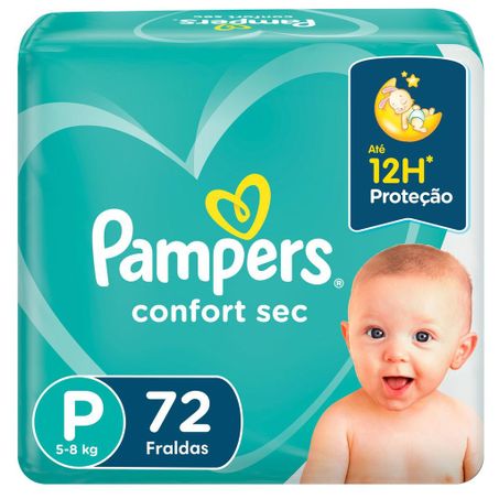 Fralda infantil pampers comfort sec tamanho p pacote 72 unidades