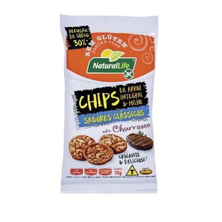 Chips de arroz natural life 70g churrasco
