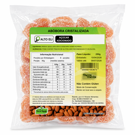 ABÓBORA CRISTALIZADA 200G TERRA VERDE