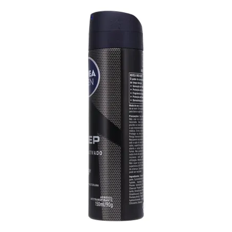 DESOD.NIVEA AERO 150ML DEEP CARVAO ATIVO MASC 360-8