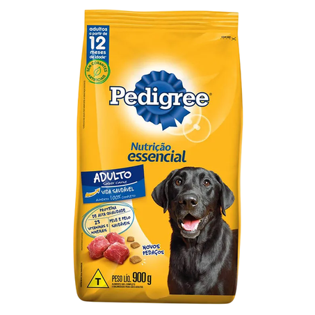 Ração Pedigree Nutrição Essencial Carne Para Cães Adultos 900 g