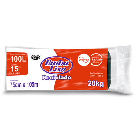 Sacos de Lixo Emba Lixo Reciclado 100l c/15
