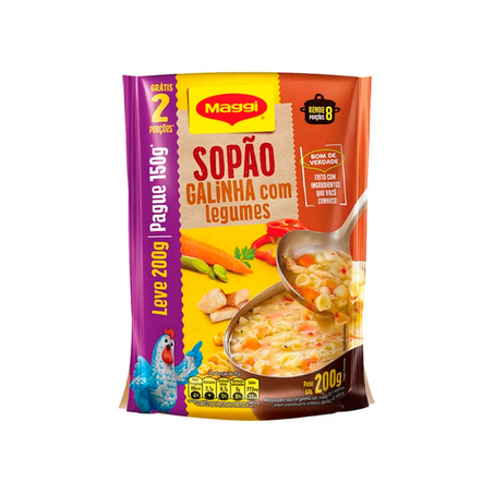 Sopão maggi galinha com legumes leve 200g pague 150g