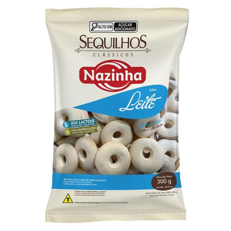 Sequilhos Nazinha Leite Sem Glutem e sem Lactose Pacote com 300G 