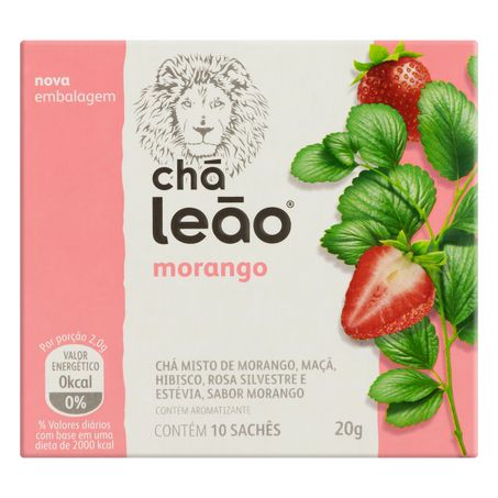 CHÁ MISTO MORANGO LEÃO COM 10 SACHÊS