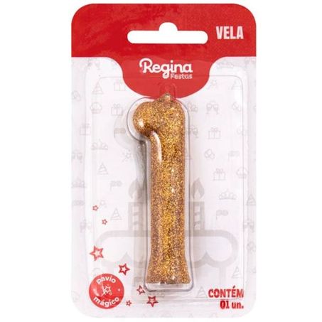 Vela Cintilante Glitter Dourada Regina Nº1