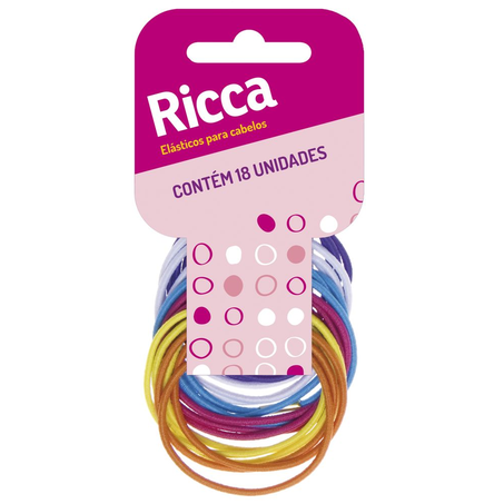 Elástico para Cabelo Ricca Colors com 18 Unidades 2Mm