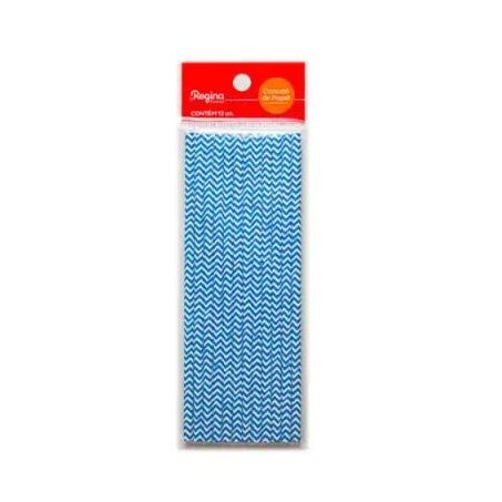 Canudo regina papel zig zag azul c/12
