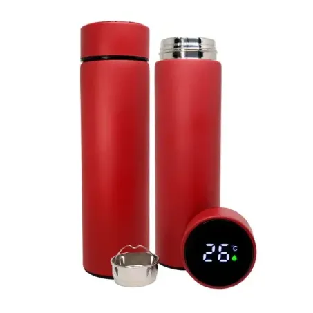 Garrafa Inox Vermelha com Termometro 500ml