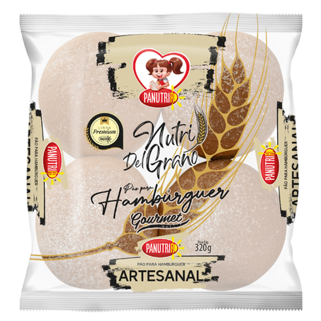 Pão para Hambúrguer Artesanal Nutri Del Grano Panutrir Pacote 320g