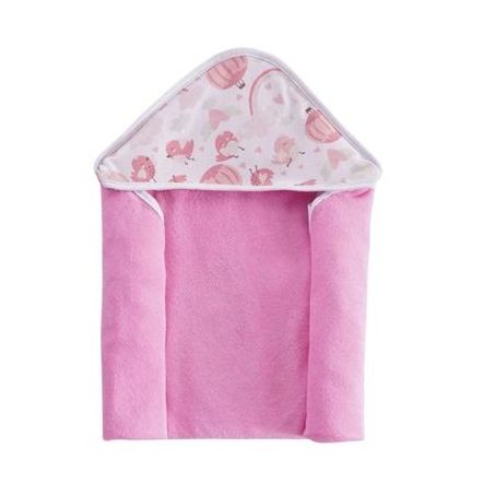 TOALHA BENE CASA COM CAPUZ PASSARO ROSA 70X70