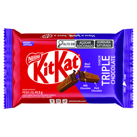 Chocolate Nestlé KitKat Triple Chocolate ao Leite e Meio Amargo 41,5g Edição Limitada