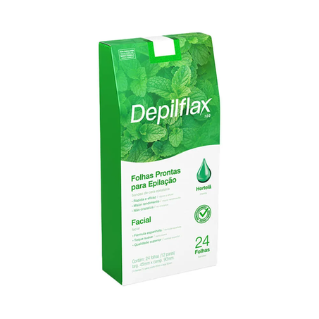 Depilaçao Depilflax C/24 Folhas Prontas Facial Hortela