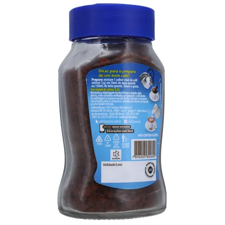 Café Solúvel Granulado 3corações Descafeinado Pote de Vidro 50gr 360-15