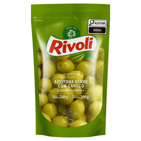 Azeitona Verde Rivoli 200g - Com Caroço - Sachê