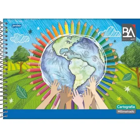 Caderno espiral cartografia capa dura b.art 96fl