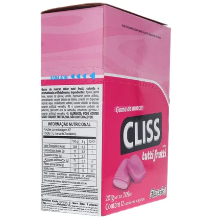 Goma de Mascar Cliss Tutti Frutti Caixa 201gr 360-30