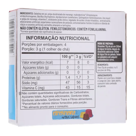 Gelatina Apti Zero Morango Embalagem 12G 360-16