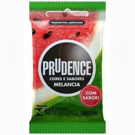 PRESERVATIVOS PRUDENCE CORES E SABORES MELANCIA COM 03 UNIDADES