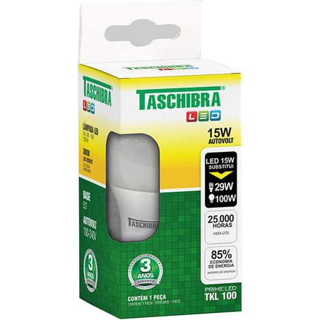 Lâmpada Taschibra LED - 17W - TKL 100 - 3000K - Branca - Ref. 16827