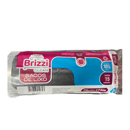 Saco Lixo Brizzi 15un 105l Rolo Azul