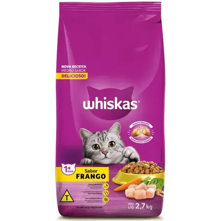 RAÇÃO WHISKAS FRANGO E LEITE 2,7KG