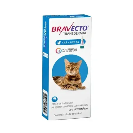 Antipulgas Transdermal MSD Bravecto 250mg para Gatos de 2,8 a 6,25kg
