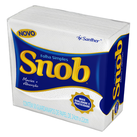 GUARDANAPO DE PAPEL FOLHA SIMPLES SNOB 24cm x 22cm Pacote 50 Unidades 360-3