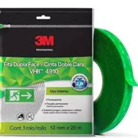 Fita dupla face 3m prof 12mmx20m vhb 491-suporta 2kg/metro-