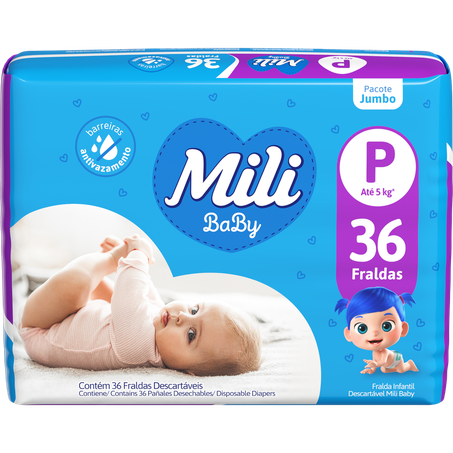 Fralda mili baby jumbo p c/36un