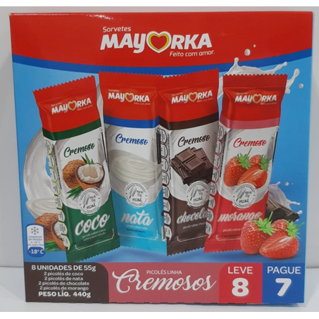 Picole cremoso mayorka c/8 440g