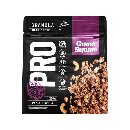 GRANOLA GRANO SQUARE 200G PRO CACAU/AVEL