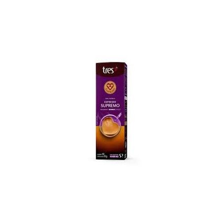Café em Cápsula Torrado e Moído 3corações Espresso Supremo Caixa com 10un - 80gr