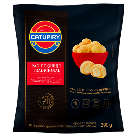 Pão de Queijo Congelado Tradicional Recheio Catupiry Original Pacote 390