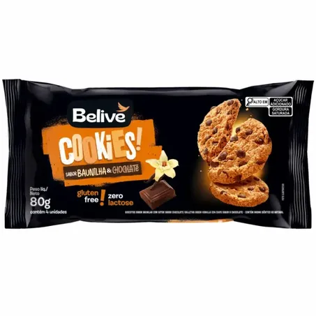 COOKIES DE BAUNILHA E CHOCOLATE 80G - BELIVE