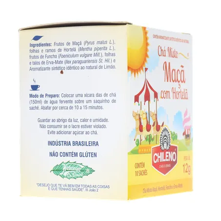 Chá Misto Chileno Maçã com Hortelã Sachê 1.2gr - Caixa com 10un - 12gr 360-30