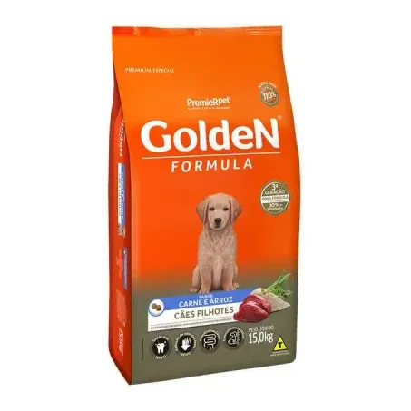 Ração Golden Fórmula Cães Filhotes Carne e Arroz 15Kg