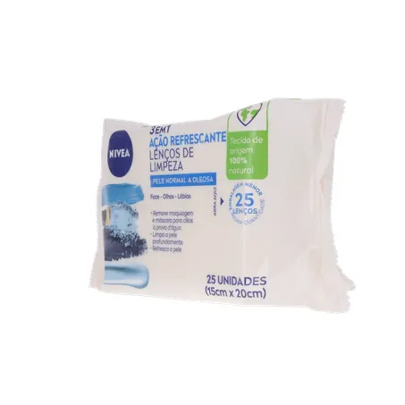 Lenço Umedecido Facial 3 em 1 Nívea Biodegradáveis 25 Unidades 360-5