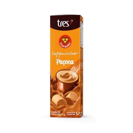 Cappuccino em Cápsulas 3corações Paçoca Caixa com 10un - 110gr