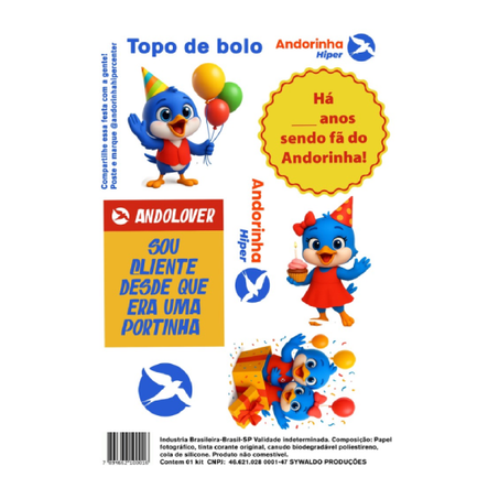Topper P/Bolo Andorinha