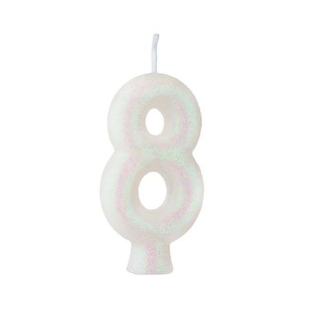 Vela cintilante glitter regina nº8 branca